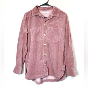 Madewell Sunday Shirt Dusty Rose Pink Oversized Button Down Corduroy Shacket
